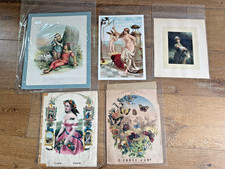 Lot of 5 Vintage 1890s–1900s Chromolithograph Prints – Allegorical Romantic & Ad picture