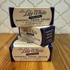 4 Rolls Lily White Military Bandage Roller Gauze Field Dressing 4”x 10 Yd 1950’s picture