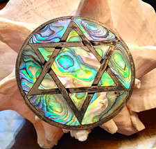 ~ Vintage Taxco Sterling Silver ~ Inlaid Abalone Star Of David Brooch ~ Signed picture