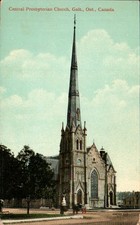 Galt Ontario - Central Presbyterian Church - Valentine Antique Postcard - c1912 picture