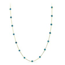 14K Yellow Gold Over Station Necklace With London Blue Topaz By The Yard 16