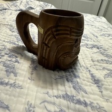 Vintage Carved Wooden Tiki Mug - Unique Tropical Aloha From Hawaii picture