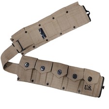 WWII U.S. Army M1923 M1 Garand Rifle 10 Pocket Canvas Belt Khaki picture