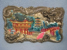 Vintage Chinese Wall Art Jewelry Box Lid  with Dragon's Antique 7