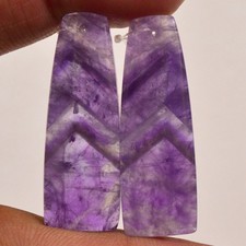 38 Cts Natural Purple Amethyst Cabochon Gemstone Pair Front Drill 36X13mm #P3419 picture