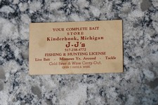 Business Card Antique Vintage J-J's Store Fishing Hunting Tackle Bait Kinderhook picture