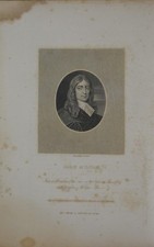Antique John Milton Portrait Art 1830's Paradise Lost Hell Occult Devil picture