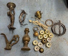 Vintage Antique Brass And Silver Lamp Misc Parts And Pieces picture
