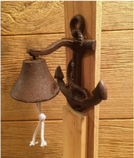 Handcrafted Nautical Decor Rustic Copper Cast Iron Wall Mounted Anchor Bell 8