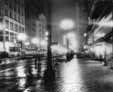 State street on a rainy night in New York in 1932 Historic Old Photo picture