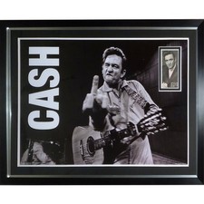Johnny Cash Full-Size Music Poster Deluxe Framed with Autograph - JSA picture