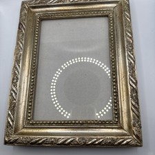 Vintage Ornate Silver Toned Wood Picture Frame Heavy Gesso 5x7” Tabletop Hanging picture