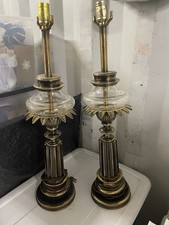 Rare Stiffel Sunburst Art Deco All Original Brass and Glass Lamps with Shades picture