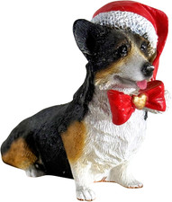 Tricolor Corgi Christmas Ornament – Hand-Painted Resin Dog Ornament with Santa H picture