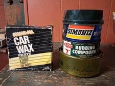 Vintage Car Wax Tin Lot 4 Pcs Dupont Rubbing Sealed Armor All 70s 80s Simoniz NR picture