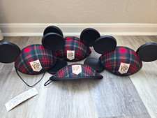 Disney VIP Tours Plaid Mickey Mouse Ears Hats Adult Unisex One Size Set of 4 picture