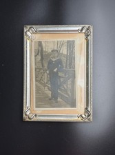 Antique Royal Navy Sailor Photo Silvered Frame Early 1900s Vintage picture