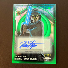 Topps 2026 Chrome Star Wars Master Eeko-Dio Daki Auto Green /99 Card #141 picture