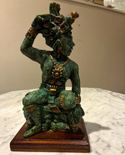 Mesoamerican-Style Mayan/Aztec Warrior/Deity Figurine Green Stone Finish picture