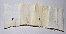 VTG Marghab Madeira Portugal Embroidered Linen Cocktail Napkins Set of 4 Rooster picture