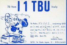 Vintage Amateur Radio QSL Postcard, 1955, I1TBU, Bolzano, Italy picture