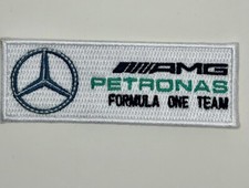 F1 MERCEDES 2 Pack WHITE And Black LOGO PATCH  Iron on PATCH 3.5” picture
