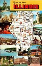 State Map Postcard - Greetings from Illinois IL - Land of Lincoln - Views picture