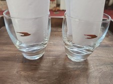 2 RARE Martell Cognac weighted bottom Glasses With Gold Bird Insignia Vintage picture