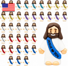 36 Pack Little Jesus Figurines in Bulk, Jesus Loves You Figures, Small Jesus Fig picture