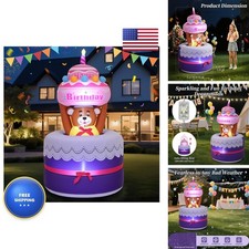 Lewondr 6FT Inflatable Birthday Cake Outdoor Decorations picture