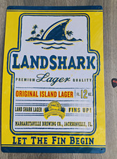 MARGARITAVILLE VINTAGE HTF LandShark Lager Metal Tin Sign Let The Fin Begin RARE picture