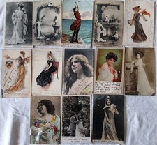 Lot of 13 Vintage Photo Postcards Women Portrait Antique 1900s Edwardian Flapper picture