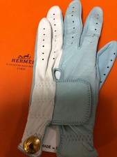 HERMES Golf Glove Blue Leather w/ picture