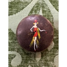 Unbranded Vintage Pill Box Unisex OS Brown Good Hand Painted Flapper Girl Art picture