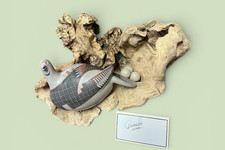 Mata Ortiz Pottery Jerardo Tena Quail W Eggs On Driftwood Fine Art Clay Mexico picture