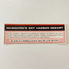 McMahon's Sky Harbor Resort Mr Mrs BJ McMahon Land O'Lakes WI 1963 WI Ad TAK2-M3 picture
