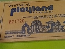 1960's WHITNEY'S PLAYLAND at the Beach Amusement Park UNUSED 20, 10¢ TICKET BOOK picture