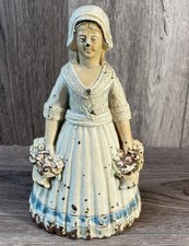 ANTIQUE C.J.O. JUDD CAST IRON LADY GARDEN COUNTRY BASKET FLOWERS HOME DOORSTOP picture
