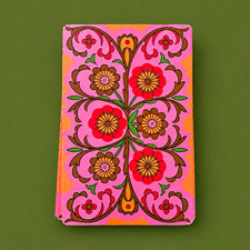 Cartamundi Vintage Pre-1970 Floral Playing Cards Deck, Pink/Orange Back picture
