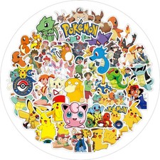 Pokemon Stickers 50 Pc Set Classic Assorted Decals Set Pikachu Ash Misty New US picture
