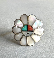 Vintage Zuni Sterling Silver Sun Face Ring  Size 6 picture