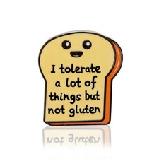 Funny Enamel Pin,I Tolerate a Lot of Things But Not Gluten Brooch Badge,Carto... picture