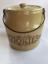 Vintage Monmouth Stoneware Crock Cookie Jar Farmhouse Decor Rare OG Wire Handle picture
