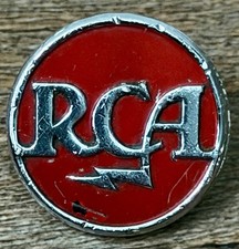 VTG 1 1/8” Red RCA Meatball Logo Badge w/ Lightning Bolt | Broadcast Studio picture