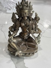 Tibetan Buddhism bronze Green Tara Old Temple angel God Kwan-yin Buddha Statue picture