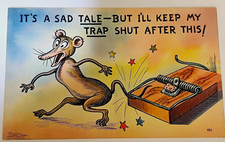 Vintage Linen Comic Postcard Tichnor Bros 451 Mouse Trap Sad Tale Unposted 74354 picture