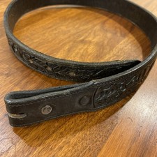 Vintage Western VOGT Black Leather Tooled Acorns Oak Belt Size 28 picture