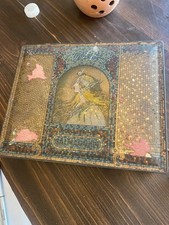 Vintage Whitmans Metal Chocolate Candy Tin Mosaic Box w/hinged lid Circa 1920’s picture