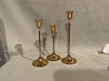 NEW Polished Brass set of 3 Taper Candle Holders, Graduated Sizes, Decorative picture