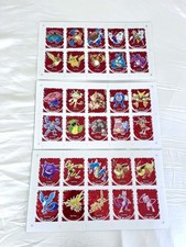 Pokémon Prisma Metal Evolution Red Cracked Ice Stickers Uncut Sheets - 3 Sheets picture
